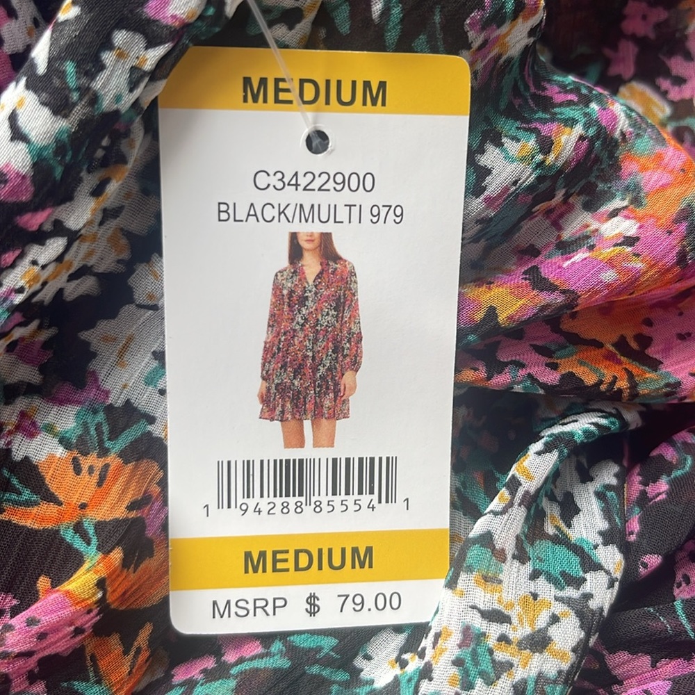 Black Floral Vince Camuto Women's Lightweight Fashion Dress - Picture 6 of 6